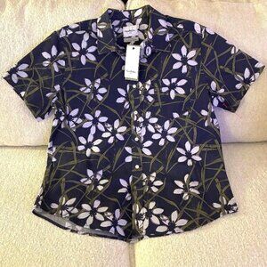 Share Mens NWT Goodfellow & Co Short Sleeve Poplin Shirt Floral / Hawaiian Lg Sl